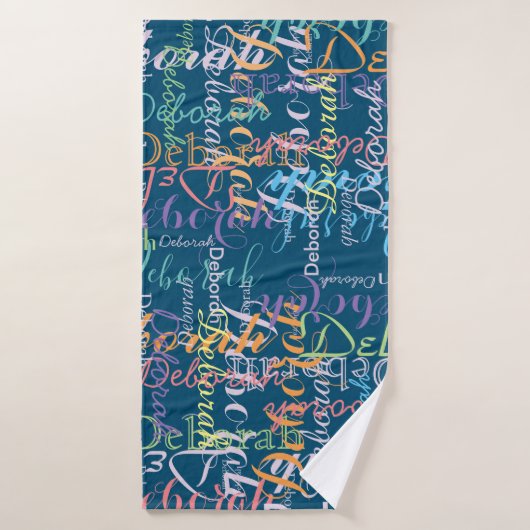 Colour Girl's Name Pattern op Blue Badhanddoek (Badhanddoek)