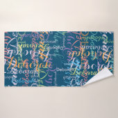 Colour Girl's Name Pattern op Blue Badhanddoek (Badhanddoek)