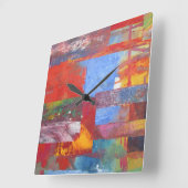 Colour Grid multi coloured abstract Vierkante Klok (Hoek)