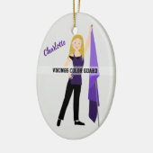 Colour Guard Blonde Hair Paars en zwart Keramisch Ornament (Links)