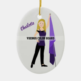 Colour Guard Blonde Hair Paars en zwart Keramisch Ornament