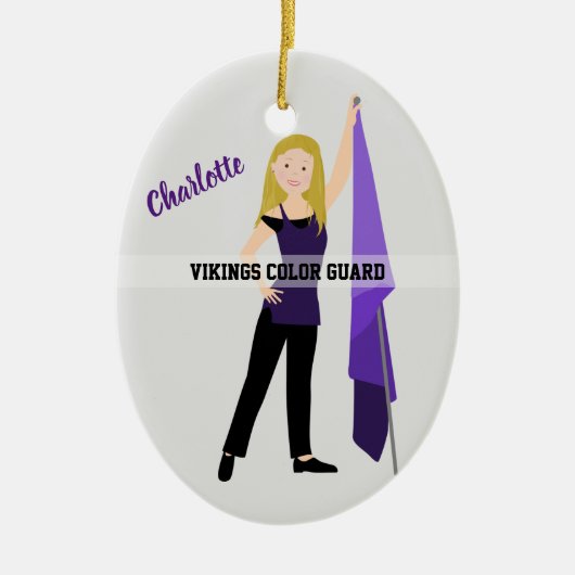 Colour Guard Blonde Hair Paars en zwart Keramisch Ornament (Voorkant)
