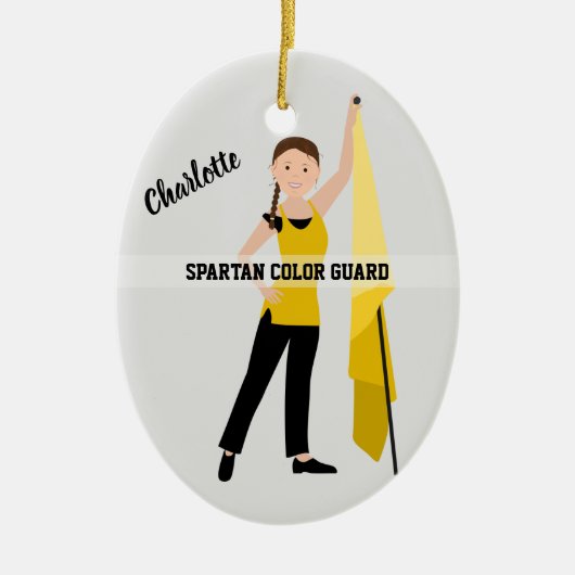 Colour Guard Brunette Hair Yellow & Black Keramisch Ornament (Voorkant)