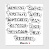 Colour In Headers Yearly Months Planner Journal  Sticker (Vel)