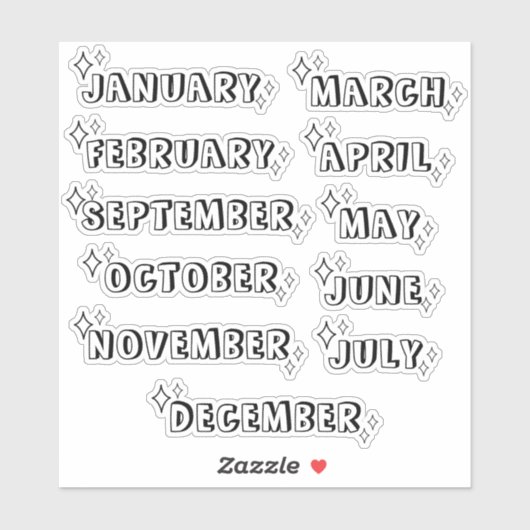 Colour In Headers Yearly Months Planner Journal  Sticker (Vel)