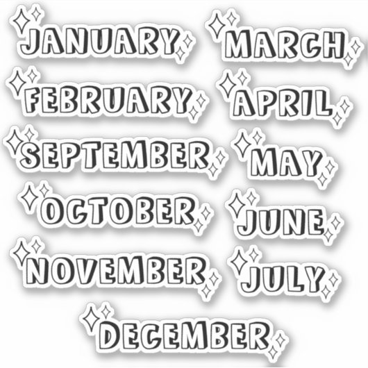 Colour In Headers Yearly Months Planner Journal  Sticker (Voorkant)