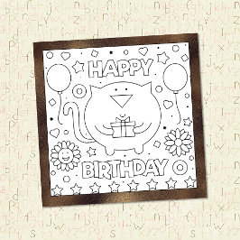 Colour me Happy Birthday Cat | Kaart activiteit