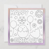 Colour me Happy Birthday Chick | Kaart activiteit (Voorkant)