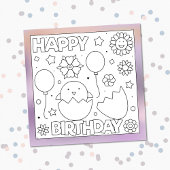 Colour me Happy Birthday Chick | Kaart activiteit