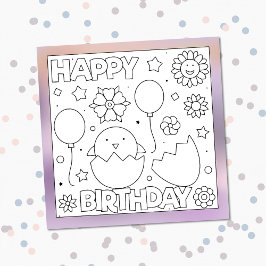 Colour me Happy Birthday Chick | Kaart activiteit