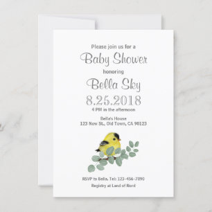 Colour Me Yellow Goldfinch Baby shower Kaarten