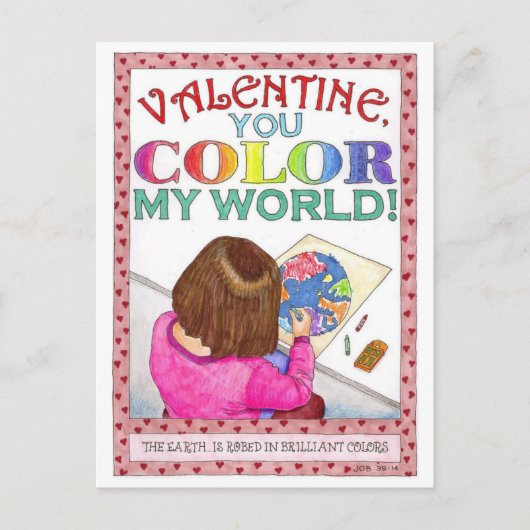 Colour My World Valentijn Post Kaart (Voorkant)