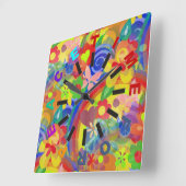 Colour of Flower Power + Clock-face Vierkante Klok (Hoek)