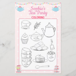 Colour Page Girls Birthday Tea Party