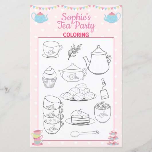 Colour Page Girls Birthday Tea Party (Voorkant)
