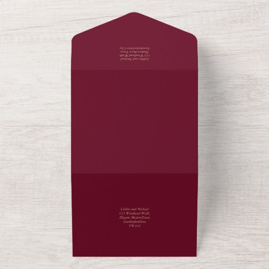 Colour Palette Burgundy Pink Gold Wedding All In One Uitnodiging (Buitenkant)