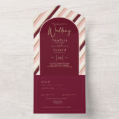 Colour Palette Burgundy Pink Gold Wedding All In One Uitnodiging (Binnen)