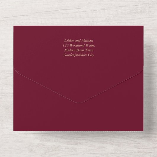 Colour Palette Burgundy Pink Gold Wedding All In One Uitnodiging (Achterkant)
