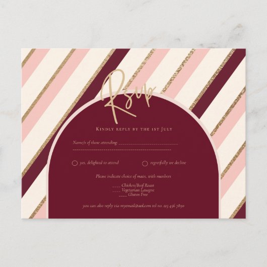 Colour Palette Burgundy Pink Gold Wedding Briefkaart (Voorkant)