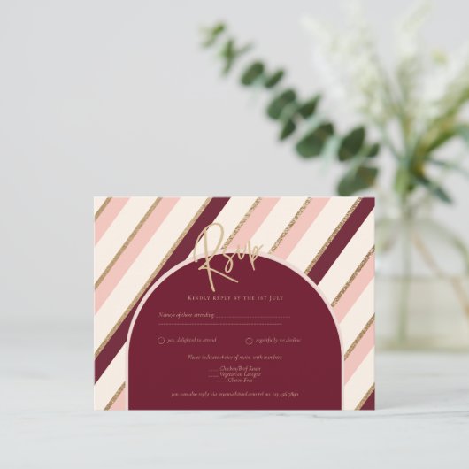 Colour Palette Burgundy Pink Gold Wedding Briefkaart (Staand voorkant)