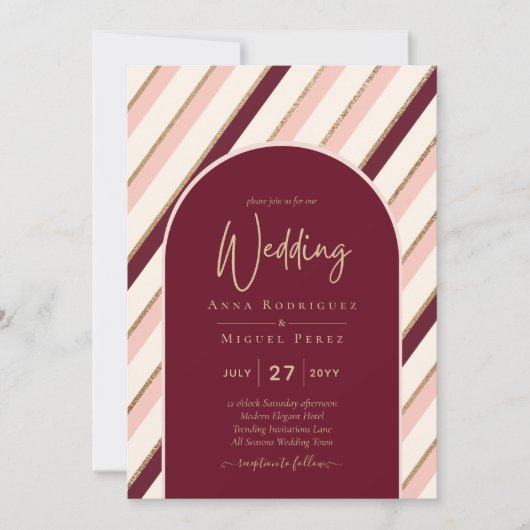 Colour Palette Burgundy Pink Gold Wedding Kaart (Voorkant)