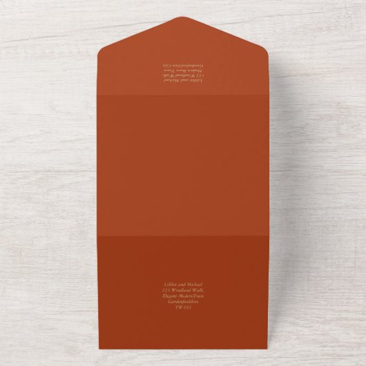 Colour Palette Cinnamon Sage Terracotta Wedding All In One Uitnodiging (Buitenkant)