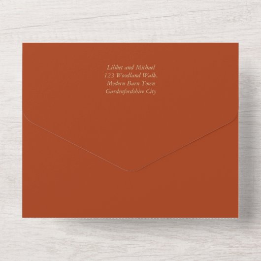 Colour Palette Cinnamon Sage Terracotta Wedding All In One Uitnodiging (Achterkant)