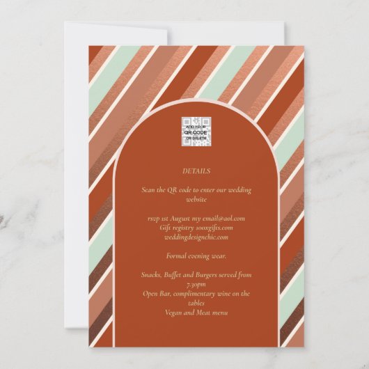Colour Palette Cinnamon Sage Terracotta Wedding Kaart (Achterkant)