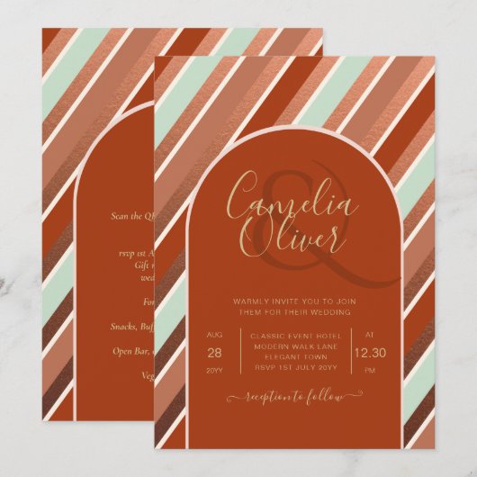 Colour Palette Cinnamon Sage Terracotta Wedding Kaart (Voorkant / Achterkant)