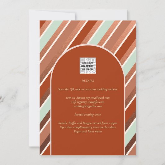 Colour Palette Cinnamon Sage Terracotta Wedding Kaart (Achterkant)