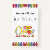 Colour Pencil Teacher Hall Pass voor klaslokaal Badge (Achterkant)