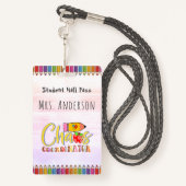 Colour Pencil Teacher Hall Pass voor klaslokaal Badge (Achterkant met draagriem)