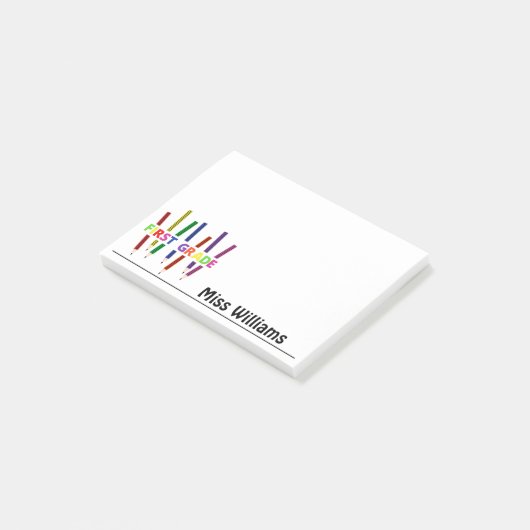 Colour Pencils First Grade Teacher Post-it Notes (Schuin)
