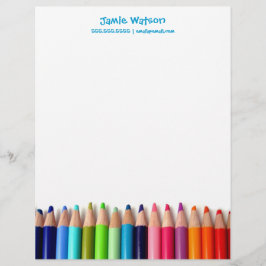 Colour Pencils Tutor Teacher Letterhead Briefhoofd Ontwerp