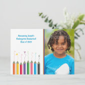 Colour Pencils Youth Afstudeerder Text Foto Aankondiging (Staand voorkant)