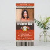 Colour Photo Barbecue BBQ Graduation Party Ticket Kaart (Staand voorkant)