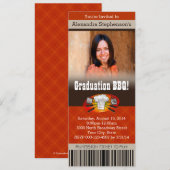 Colour Photo Barbecue BBQ Graduation Party Ticket Kaart (Voorkant / Achterkant)