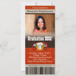Colour Photo Barbecue BBQ Graduation Party Ticket Kaart