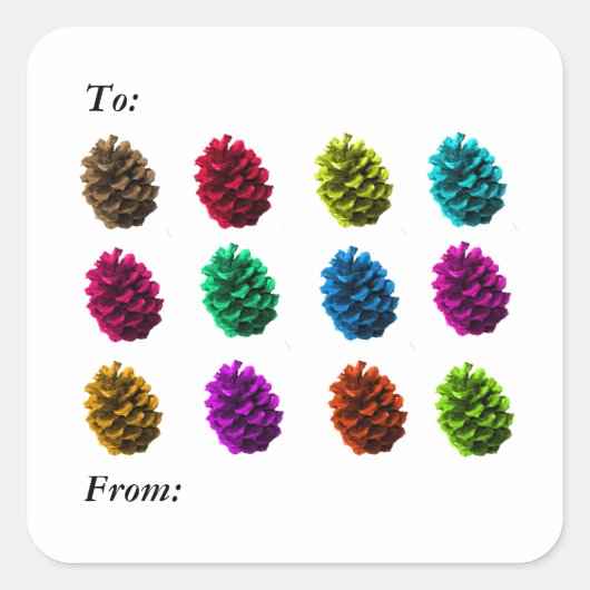 Colour Pinecones Gift Label (Voorkant)