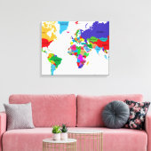 Colour Political Wereldkaart Canvas Afdruk (Insitu (Woonkamer))