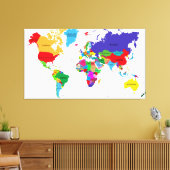 Colour Political Wereldkaart Canvas Afdruk (Insitu (Woonkamer))