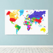 Colour Political Wereldkaart Canvas Afdruk (Insitu (Houten vloer))