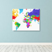 Colour Political Wereldkaart Canvas Afdruk (Insitu (Houten vloer))