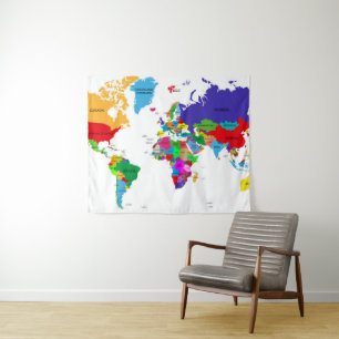 Colour Political Wereldkaart Wandkleed