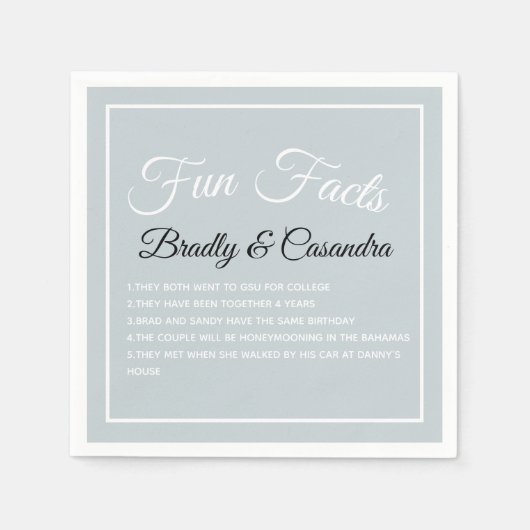 Colour Powder Blue Gray Weddenschap Fun Feit Napki Servet (Voorkant)