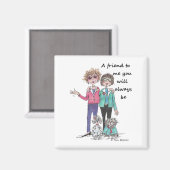 Colour Sketch Art Two Girl Friends pets Samen Magneet (Voorkant / Achterkant)