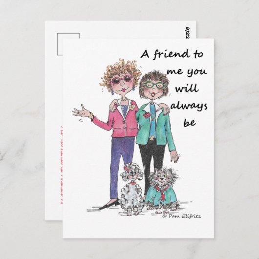 Colour Sketch Art Two Girl Friends Samen Briefkaart (Voorkant / Achterkant)