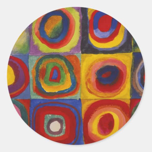 Colour Study of Squares Circles van Kandinsky Ronde Sticker (Voorkant)