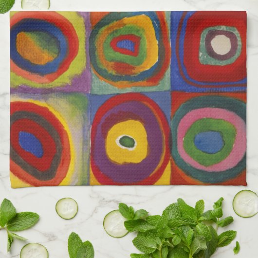 Colour Study of Squares Circles van Kandinsky Theedoek (Gevouwen)