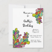 Colour Waves Birthday Party Kaart (Voorkant)